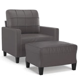 Fauteuil avec repose-pied Gris 60 cm Similicuir