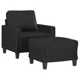 Fauteuil avec repose-pied Noir 60 cm Similicuir
