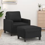 Fauteuil avec repose-pied Noir 60 cm Similicuir