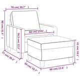 Fauteuil avec repose-pied Gris foncé 60 cm Tissu