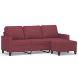 Canapé à 3 places avec repose-pieds Rouge bordeaux 180 cm Tissu