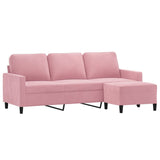 Canapé à 3 places avec repose-pieds Rose 180 cm Velours