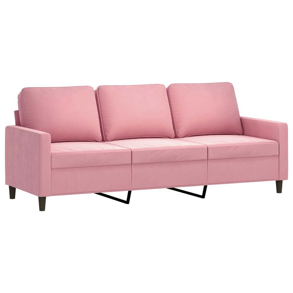 Canapé à 3 places avec repose-pieds Rose 180 cm Velours