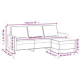 Canapé à 3 places et repose-pieds Rouge bordeaux 180 cm Velours