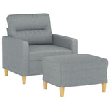 Fauteuil avec repose-pied Gris clair 60 cm Tissu