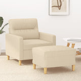 Fauteuil avec repose-pied Crème 60 cm Tissu