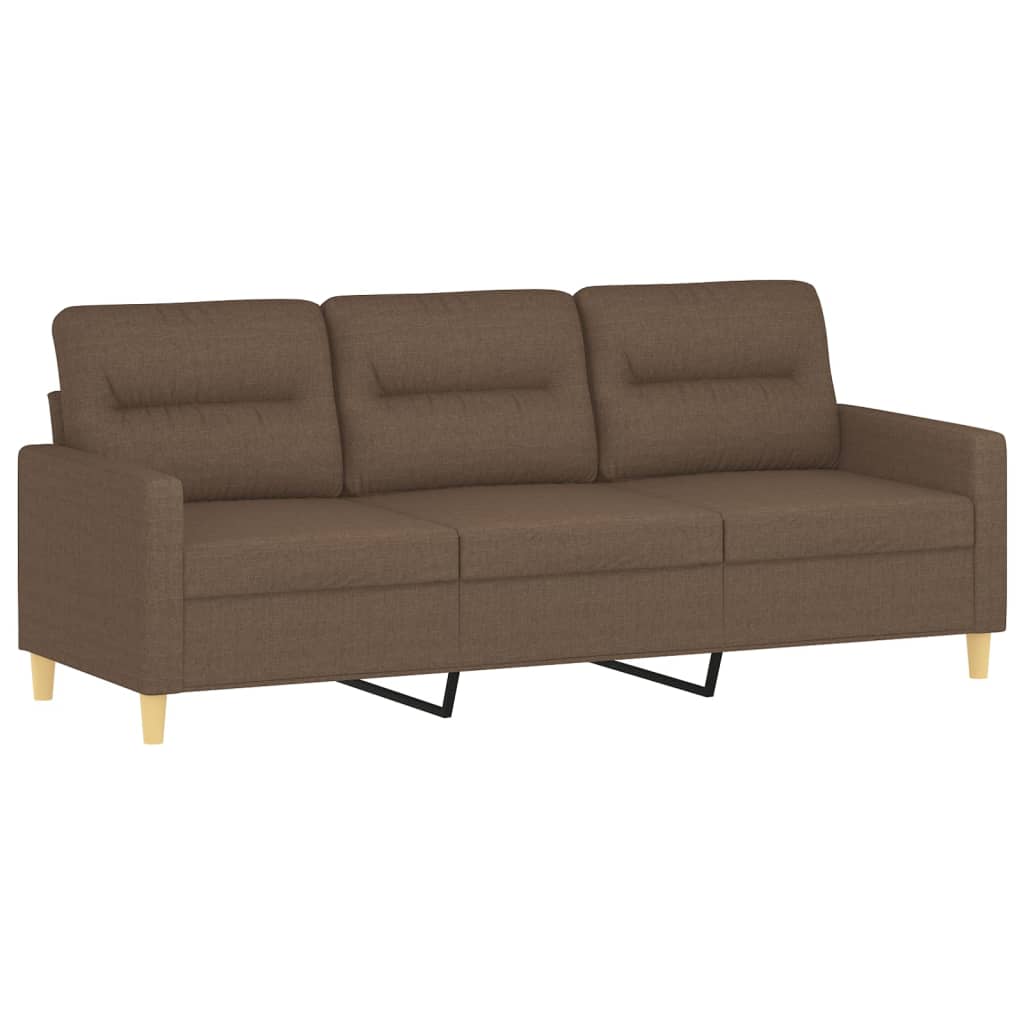 Canapé à 3 places avec repose-pieds Marron 180 cm Tissu