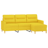 Canapé à 3 places avec repose-pieds Jaune clair 180 cm Tissu