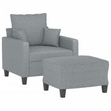 Fauteuil avec repose-pied Gris clair 60 cm Tissu