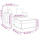 Fauteuil avec repose-pied Gris clair 60 cm Tissu