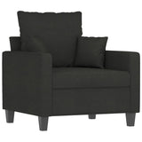 Fauteuil avec repose-pied Noir 60 cm Tissu