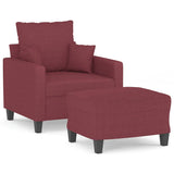 Fauteuil avec repose-pied Rouge bordeaux 60 cm Tissu