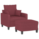 Fauteuil avec repose-pied Rouge bordeaux 60 cm Tissu