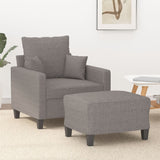 Fauteuil avec repose-pied Taupe 60 cm Tissu