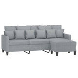 Canapé à 3 places avec repose-pieds Gris clair 180 cm Tissu