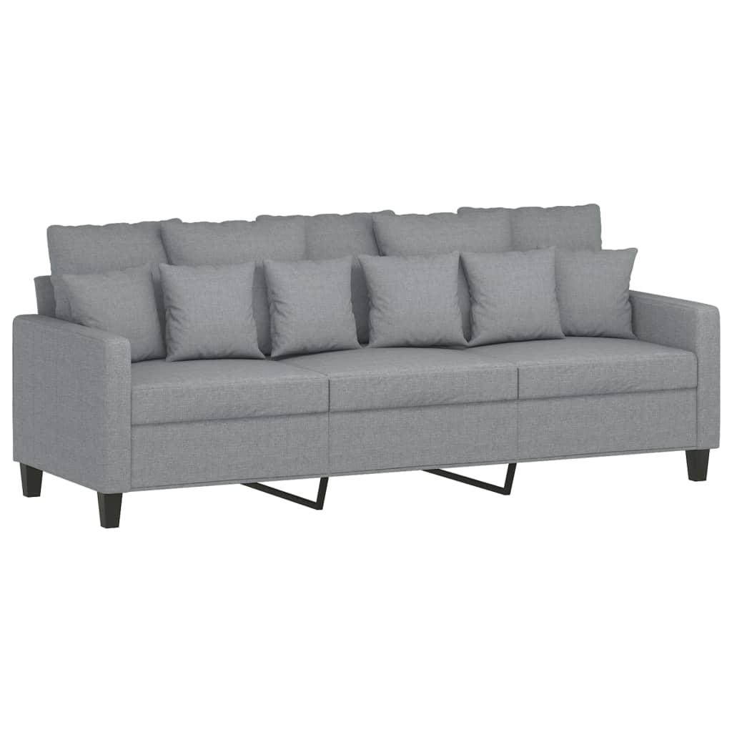 Canapé à 3 places avec repose-pieds Gris clair 180 cm Tissu