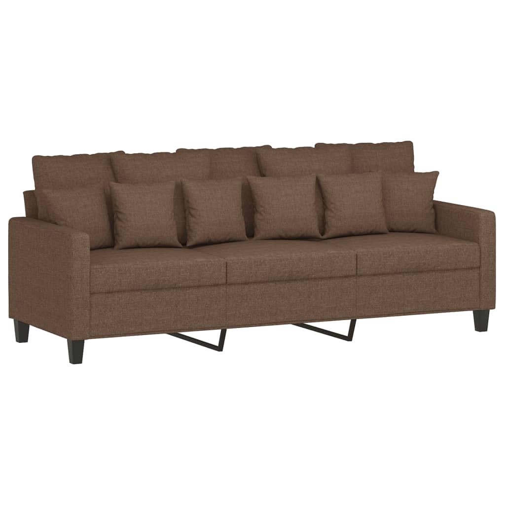 Canapé à 3 places avec repose-pieds Marron 180 cm Tissu