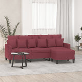 Canapé à 3 places avec repose-pieds Rouge bordeaux 180 cm Tissu
