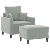 Fauteuil avec repose-pied Gris clair 60 cm Velours
