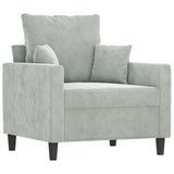 Fauteuil avec repose-pied Gris clair 60 cm Velours