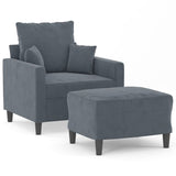Fauteuil avec repose-pied Gris foncé 60 cm Velours