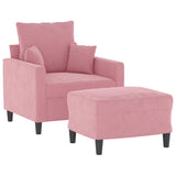 Fauteuil avec repose-pied Rose 60 cm Velours