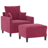 Fauteuil avec repose-pied Rouge bordeaux 60 cm Velours