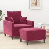 Fauteuil avec repose-pied Rouge bordeaux 60 cm Velours