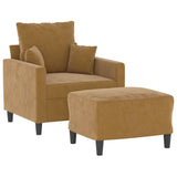 Fauteuil avec repose-pied Marron 60 cm Velours