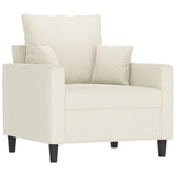 Fauteuil avec repose-pied Crème 60 cm Velours