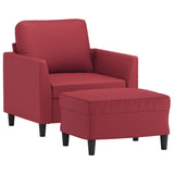 Fauteuil avec repose-pied Rouge bordeaux 60 cm Similicuir