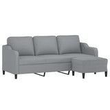 Canapé à 3 places avec repose-pieds Gris clair 180 cm Tissu