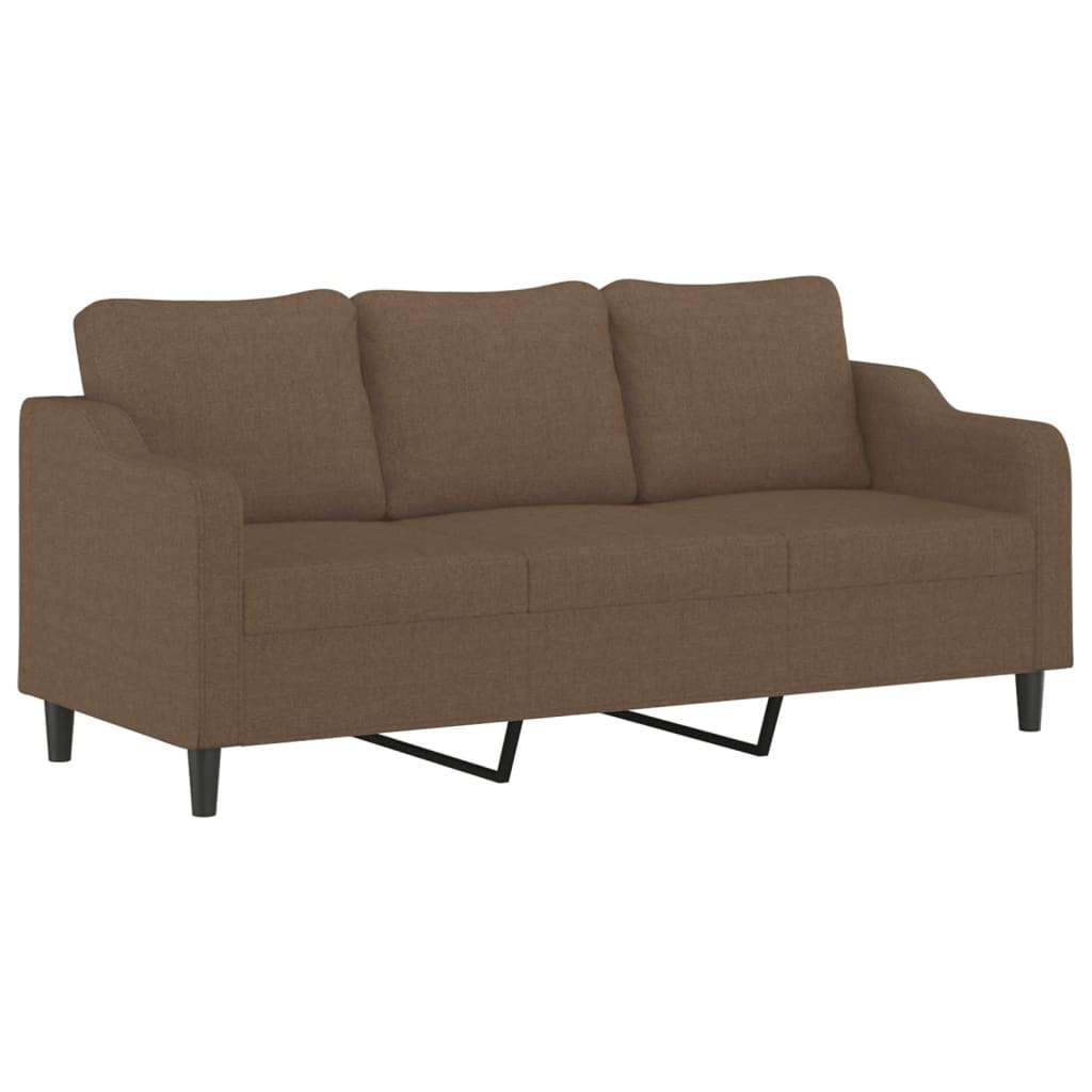 Canapé à 3 places avec repose-pieds Marron 180 cm Tissu
