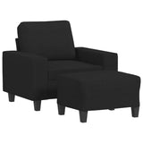 Fauteuil avec repose-pied Noir 60 cm Tissu