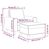 Fauteuil avec repose-pied Noir 60 cm Tissu