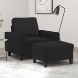 Fauteuil avec repose-pied Noir 60 cm Tissu