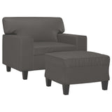 Fauteuil avec repose-pied Gris 60 cm Similicuir