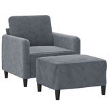 Fauteuil avec repose-pied Gris foncé 60 cm Velours