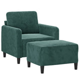 Fauteuil avec repose-pied Vert foncé 60 cm Velours