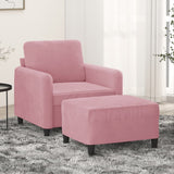Fauteuil avec repose-pied Rose 60 cm Velours