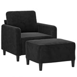 Fauteuil avec repose-pied Noir 60 cm Velours