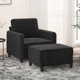 Fauteuil avec repose-pied Noir 60 cm Velours