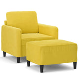 Fauteuil avec repose-pied jaune 60 cm velours