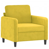 Fauteuil avec repose-pied jaune 60 cm velours