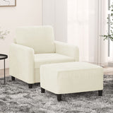 Fauteuil avec repose-pied Crème 60 cm Velours