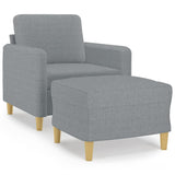 Fauteuil avec repose-pied Gris clair 60 cm Tissu