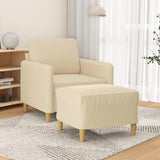 Fauteuil avec repose-pied Crème 60 cm Tissu
