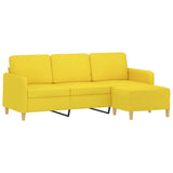Canapé à 3 places avec repose-pieds Jaune clair 180 cm Tissu