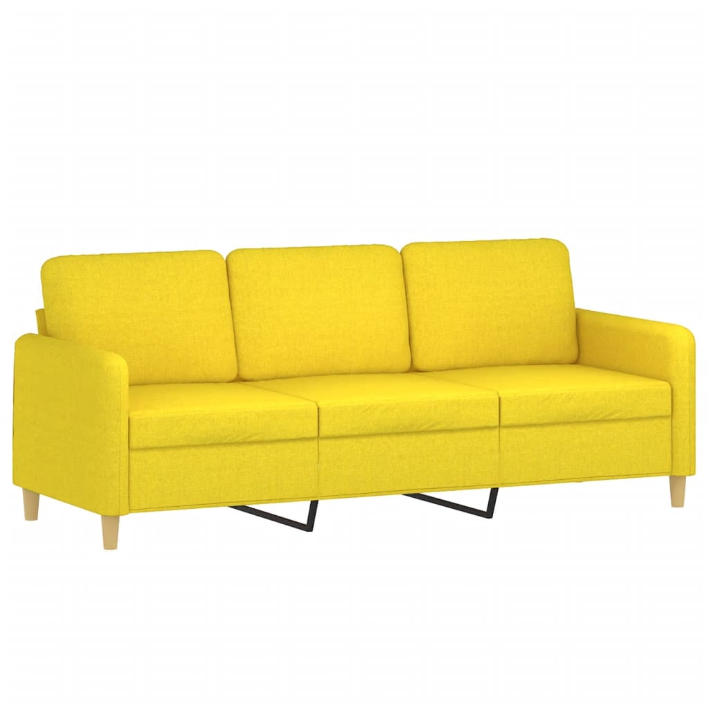 Canapé à 3 places avec repose-pieds Jaune clair 180 cm Tissu