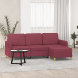 Canapé à 3 places avec repose-pieds Rouge bordeaux 180 cm Tissu